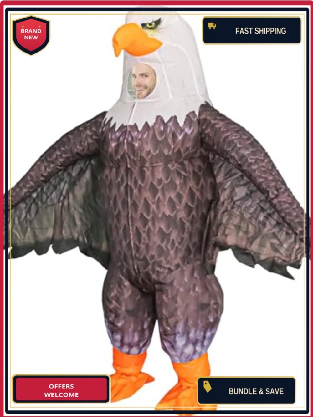 Inflatable Eagle Costume Adult Blow Up Halloween Cosplay Outfit Polyester